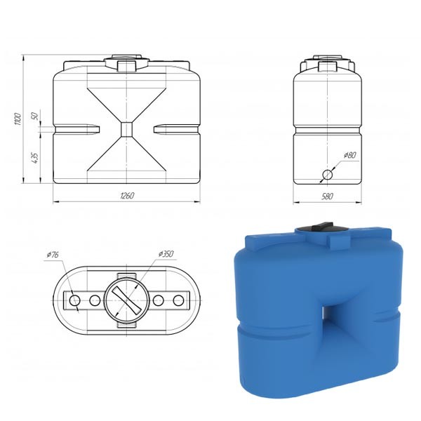 Прямоугольные пластиковые емкости для воды серии S